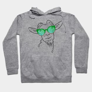 cheerful goat in fashionable glasses Hoodie